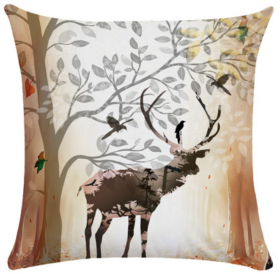 Vintage Elk Forest Animal párnahuzat Kanapéágy dobó párnahuzat párnahuzat nappali dekoráció kerti szék párna
