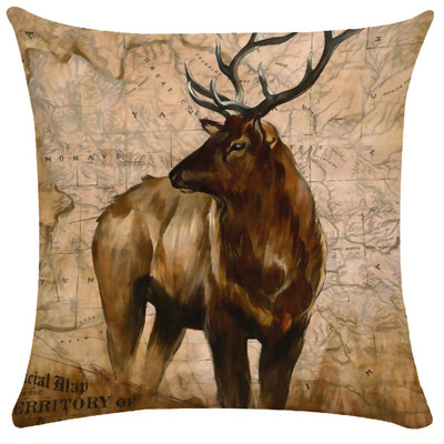 Vintage Elk Forest Animal párnahuzat Kanapéágy dobó párnahuzat párnahuzat nappali dekoráció kerti szék párna