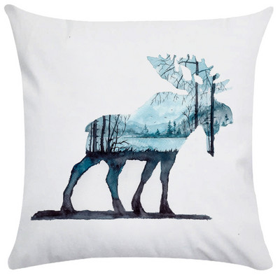 Vintage Elk Forest Animal párnahuzat Kanapéágy dobó párnahuzat párnahuzat nappali dekoráció kerti szék párna