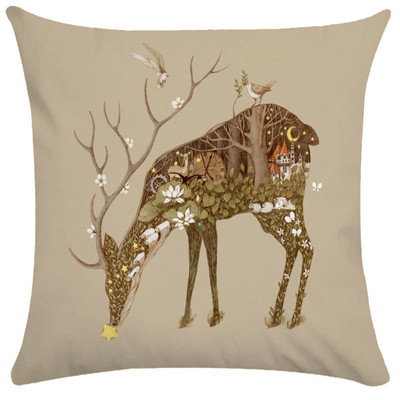 Vintage Elk Forest Animal párnahuzat Kanapéágy dobó párnahuzat párnahuzat nappali dekoráció kerti szék párna