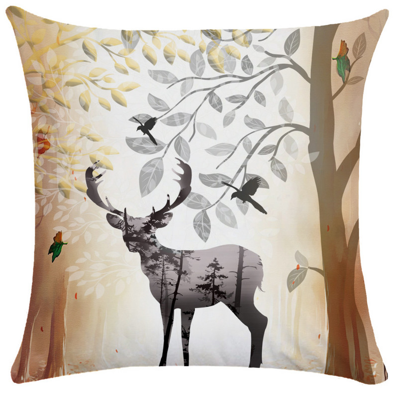 Vintage Elk Forest Animal párnahuzat Kanapéágy dobó párnahuzat párnahuzat nappali dekoráció kerti szék párna