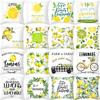 Pillowslip Summer Yellow Lemon Throw padjakate elutuba Dekoratiivne kontoritool Diivan Square Padjakate 45x45 Padjapüür