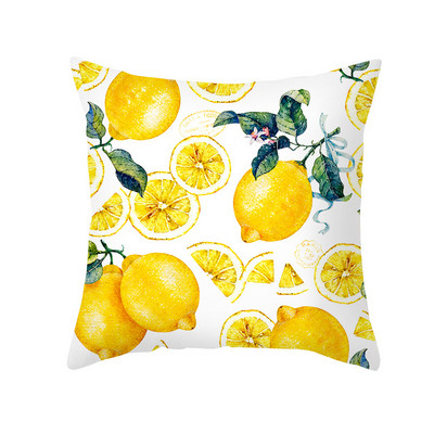 Pillowslip Summer Yellow Lemon Dob párnahuzat Nappali dekoratív irodai szék Kanapé Négyzet Párnahuzat 45x45 Párnahuzat