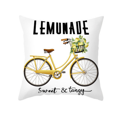 Pillowslip Summer Yellow Lemon Dob párnahuzat Nappali dekoratív irodai szék Kanapé Négyzet Párnahuzat 45x45 Párnahuzat