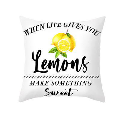 Pillowslip Summer Yellow Lemon Dob párnahuzat Nappali dekoratív irodai szék Kanapé Négyzet Párnahuzat 45x45 Párnahuzat