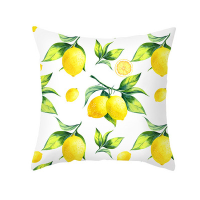 Pillowslip Summer Yellow Lemon Dob párnahuzat Nappali dekoratív irodai szék Kanapé Négyzet Párnahuzat 45x45 Párnahuzat