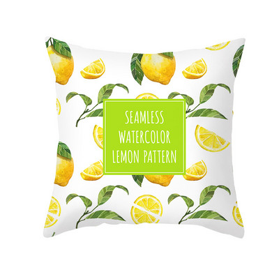 Pillowslip Summer Yellow Lemon Dob párnahuzat Nappali dekoratív irodai szék Kanapé Négyzet Párnahuzat 45x45 Párnahuzat