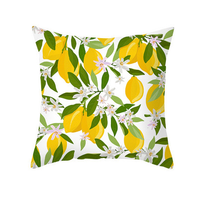 Pillowslip Summer Yellow Lemon Dob párnahuzat Nappali dekoratív irodai szék Kanapé Négyzet Párnahuzat 45x45 Párnahuzat