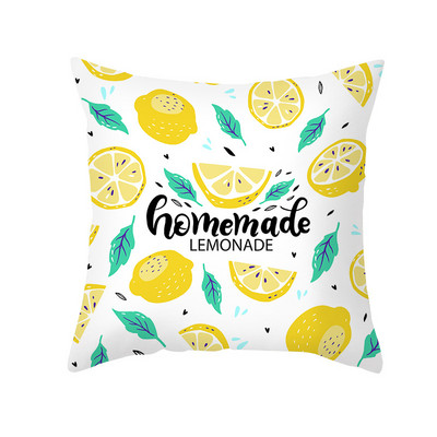 Pillowslip Summer Yellow Lemon Dob párnahuzat Nappali dekoratív irodai szék Kanapé Négyzet Párnahuzat 45x45 Párnahuzat