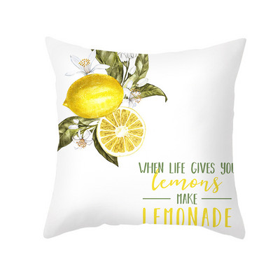 Pillowslip Summer Yellow Lemon Dob párnahuzat Nappali dekoratív irodai szék Kanapé Négyzet Párnahuzat 45x45 Párnahuzat