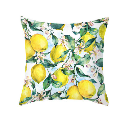 Pillowslip Summer Yellow Lemon Dob párnahuzat Nappali dekoratív irodai szék Kanapé Négyzet Párnahuzat 45x45 Párnahuzat