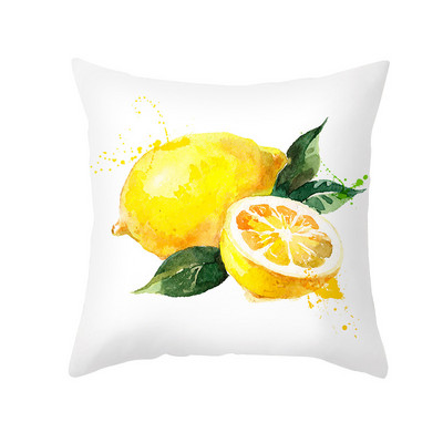 Pillowslip Summer Yellow Lemon Dob párnahuzat Nappali dekoratív irodai szék Kanapé Négyzet Párnahuzat 45x45 Párnahuzat