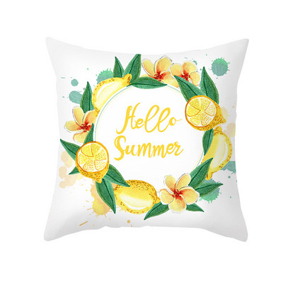 Pillowslip Summer Yellow Lemon Dob párnahuzat Nappali dekoratív irodai szék Kanapé Négyzet Párnahuzat 45x45 Párnahuzat