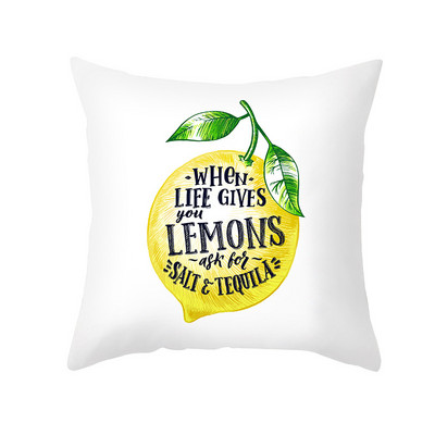 Pillowslip Summer Yellow Lemon Dob párnahuzat Nappali dekoratív irodai szék Kanapé Négyzet Párnahuzat 45x45 Párnahuzat