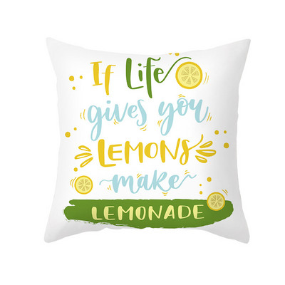 Pillowslip Summer Yellow Lemon Dob párnahuzat Nappali dekoratív irodai szék Kanapé Négyzet Párnahuzat 45x45 Párnahuzat