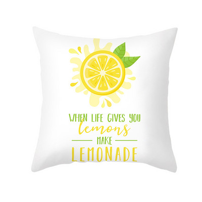 Pillowslip Summer Yellow Lemon Dob párnahuzat Nappali dekoratív irodai szék Kanapé Négyzet Párnahuzat 45x45 Párnahuzat