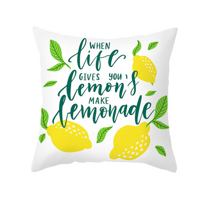 Pillowslip Summer Yellow Lemon Dob párnahuzat Nappali dekoratív irodai szék Kanapé Négyzet Párnahuzat 45x45 Párnahuzat