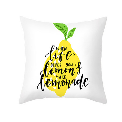 Pillowslip Summer Yellow Lemon Dob párnahuzat Nappali dekoratív irodai szék Kanapé Négyzet Párnahuzat 45x45 Párnahuzat