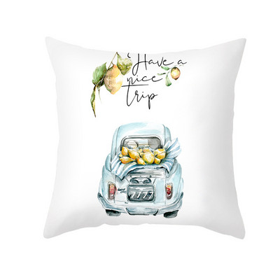 Pillowslip Summer Yellow Lemon Dob párnahuzat Nappali dekoratív irodai szék Kanapé Négyzet Párnahuzat 45x45 Párnahuzat