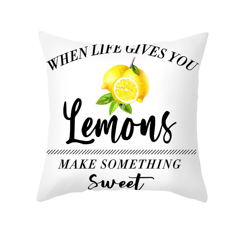 Pillowslip Summer Yellow Lemon Dob párnahuzat Nappali dekoratív irodai szék Kanapé Négyzet Párnahuzat 45x45 Párnahuzat