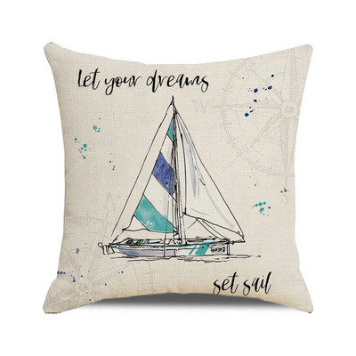 Ukrasne jastučnice Nautička jedrilica Sidro Jastučnica Kućni dekor Kormilo Pamučne lanene jastučnice Ukrasne za kauč na razvlačenje