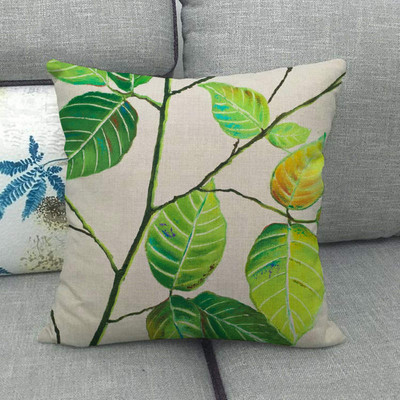 Green Leaves akvarell trópusi növény vászon párnahuzat Hawaii nyári levéldobó párnahuzat párnákhoz Boho lakberendezés 45x45