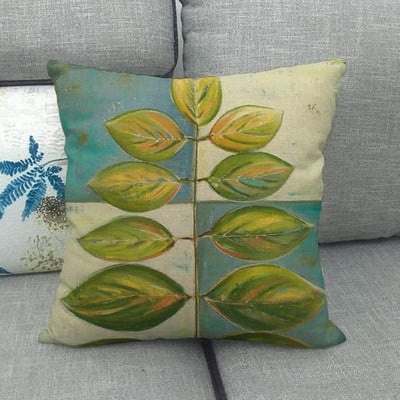 Green Leaves akvarell trópusi növény vászon párnahuzat Hawaii nyári levéldobó párnahuzat párnákhoz Boho lakberendezés 45x45