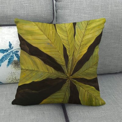 Green Leaves akvarell trópusi növény vászon párnahuzat Hawaii nyári levéldobó párnahuzat párnákhoz Boho lakberendezés 45x45