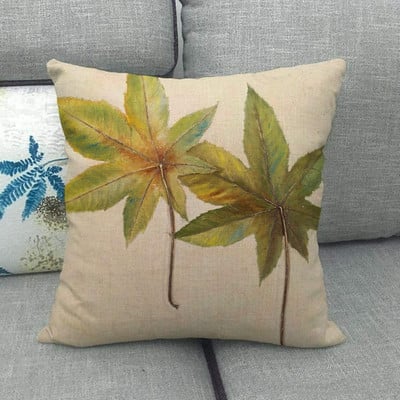 Green Leaves akvarell trópusi növény vászon párnahuzat Hawaii nyári levéldobó párnahuzat párnákhoz Boho lakberendezés 45x45
