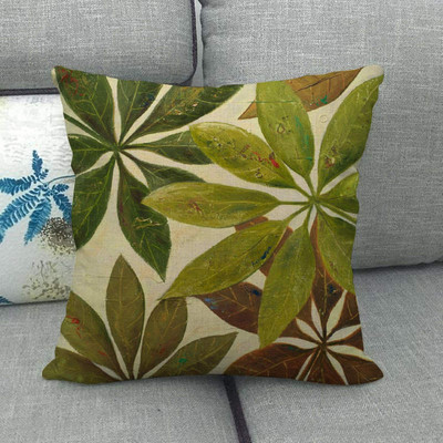 Green Leaves akvarell trópusi növény vászon párnahuzat Hawaii nyári levéldobó párnahuzat párnákhoz Boho lakberendezés 45x45