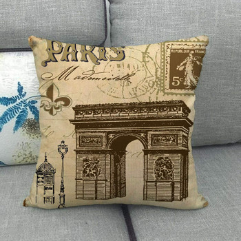 Vintage Paris Tower ленена калъфка за възглавница Romantic Love Paris калъфки за възглавници за възглавници Двойно легло Възглавница Home Decor 45x45 Калъфка за диван