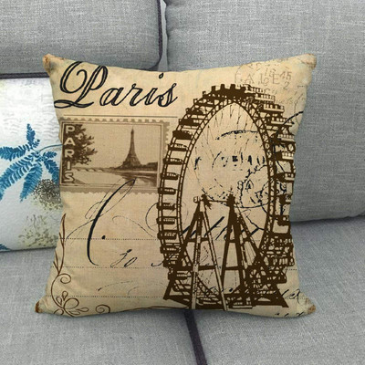 Vintage Paris Tower vászon párnahuzat Romantic Love Paris párnahuzatok párnákhoz dupla ágy párna lakberendezési 45x45 kanapé huzat