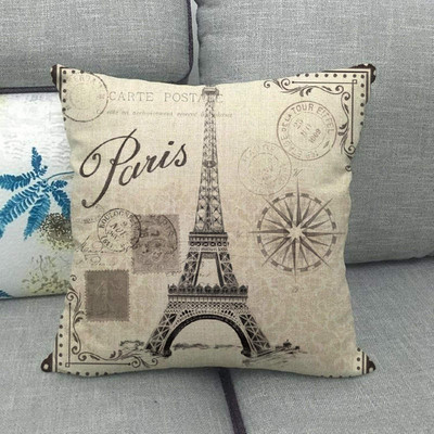 Vintage Paris Tower vászon párnahuzat Romantic Love Paris párnahuzatok párnákhoz dupla ágy párna lakberendezési 45x45 kanapé huzat