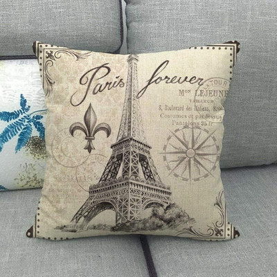 Vintage Paris Tower vászon párnahuzat Romantic Love Paris párnahuzatok párnákhoz dupla ágy párna lakberendezési 45x45 kanapé huzat