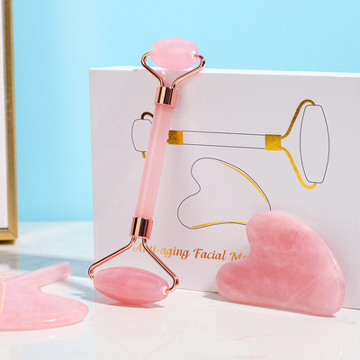 Természetes jade masszázsgörgős gouache kaparó arcbőrápoló készletek Szépségápolási termékek Arcmasszírozó Jade Roller Relax Women