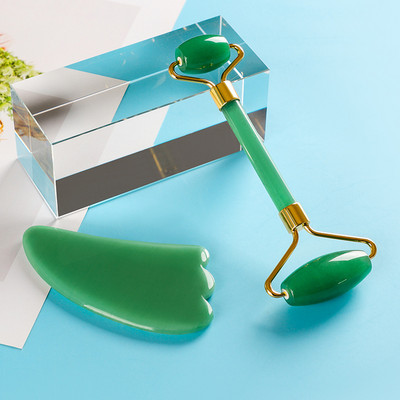 Természetes jade masszázsgörgős gouache kaparó arcbőrápoló készletek Szépségápolási termékek Arcmasszírozó Jade Roller Relax Women