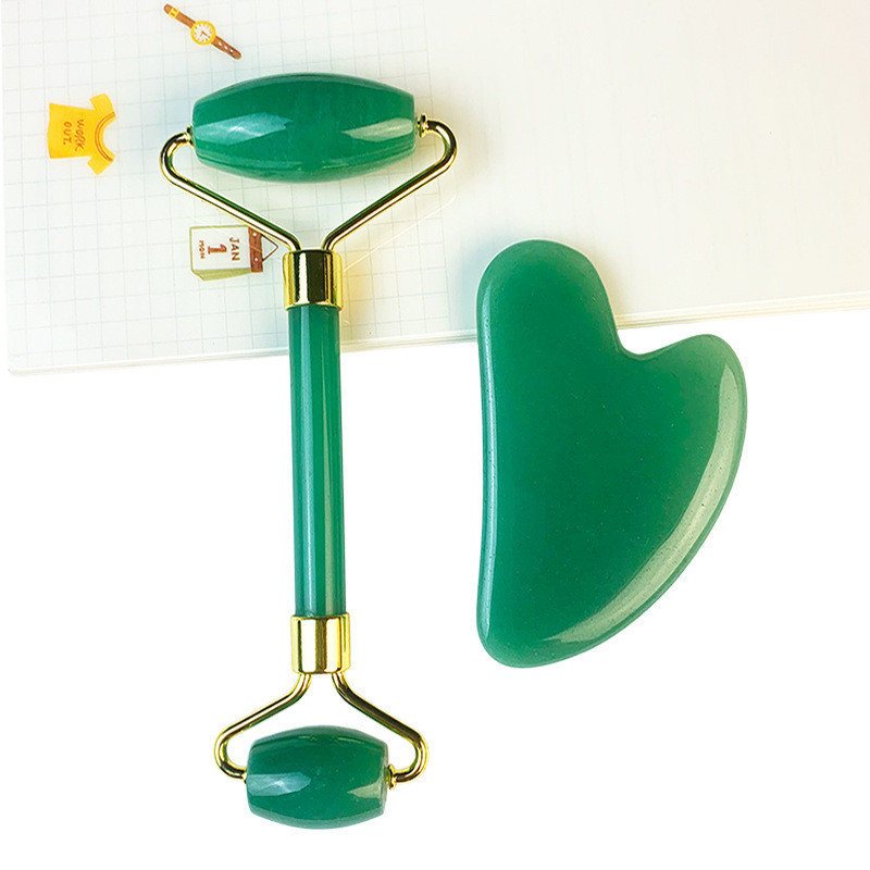 Természetes jade masszázsgörgős gouache kaparó arcbőrápoló készletek Szépségápolási termékek Arcmasszírozó Jade Roller Relax Women