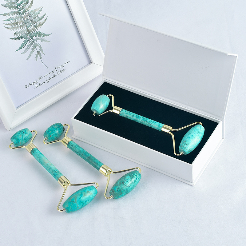 természetes türkiz Jade Roller Face Massager Lift Slimmer Formáló jade kő Arcszépség Jade Masszírozó görgős szépségápolás bőr t