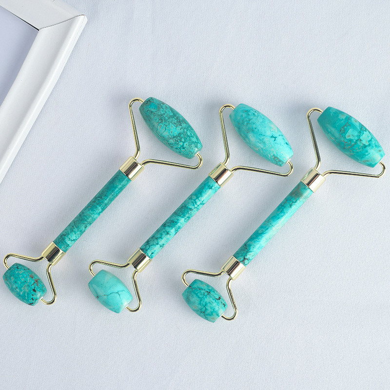 természetes türkiz Jade Roller Face Massager Lift Slimmer Formáló jade kő Arcszépség Jade Masszírozó görgős szépségápolás bőr t