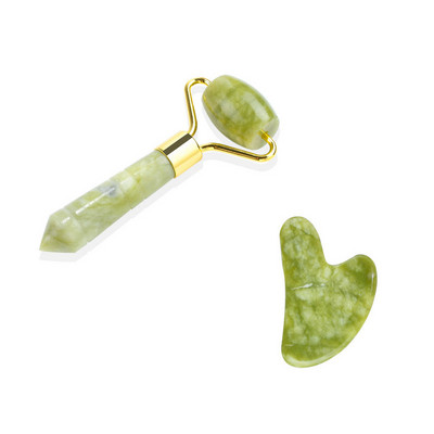 LIZY masszázseszköz készlet egyfejű Jade henger Gua Sha kaparó Jade Arc Test Szem Nyak Masszázs Szépségeszközök