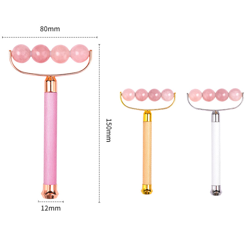 Roler od žada za lice Perle od ružičastog kvarca Roler za lice Masažer Valjak za tretman očiju protiv bora Ljepota Roler za lice