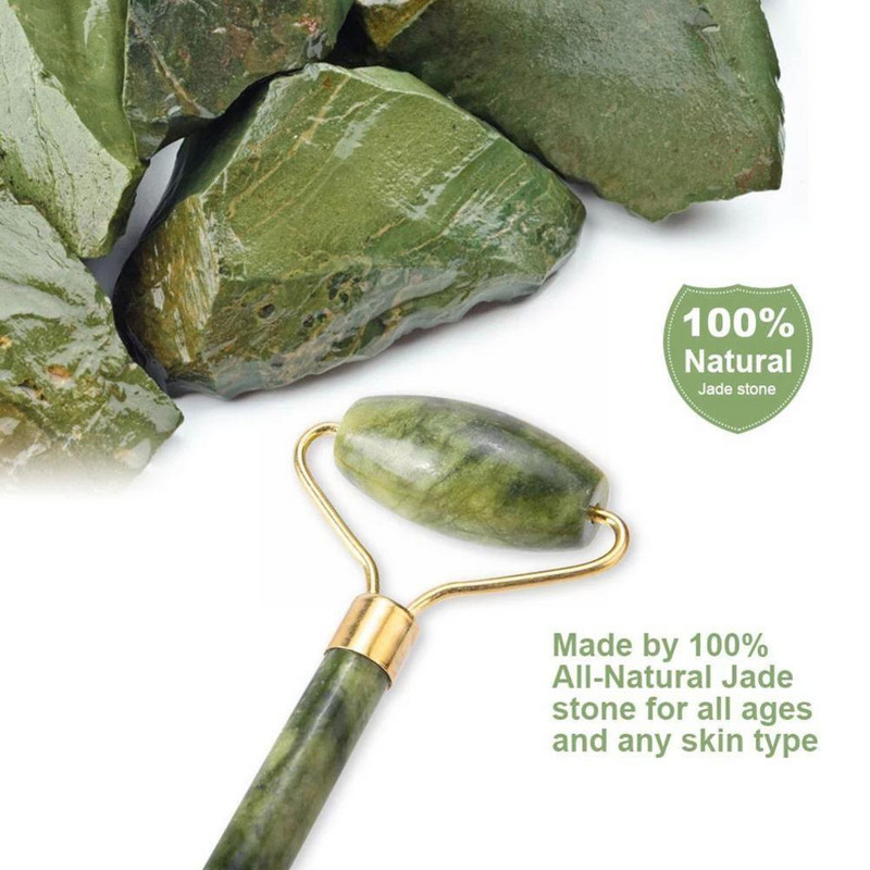 Arcmasszírozó arc Jade görgős masszírozáshoz Natural Gua Sha kaparó Szépségeszközök Roller Jade Microniddle masszírozó P0M6