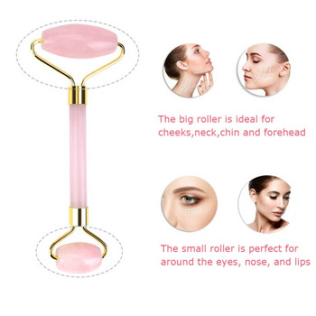 Rose Quartz Jade Roller Gua Sha Face Roller Natural gua sha Mute Roller Εργαλεία περιποίησης δέρματος Μασάζ για μάτια Λαιμός Μύες σώματος