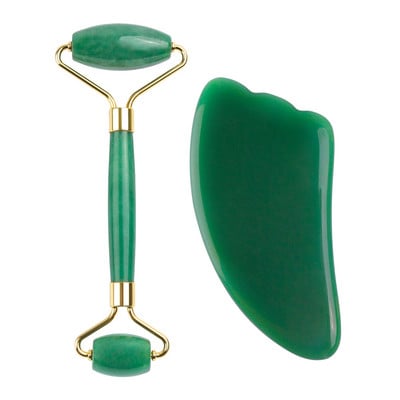 Rózsakvarc Jade Roller Gua Sha Archenger Természetes gua sha Mute Roller Bőrápoló Eszközök Masszírozó szemekhez Nyak Test Izom
