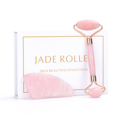 Rózsakvarc Jade Roller Gua Sha Archenger Természetes gua sha Mute Roller Bőrápoló Eszközök Masszírozó szemekhez Nyak Test Izom