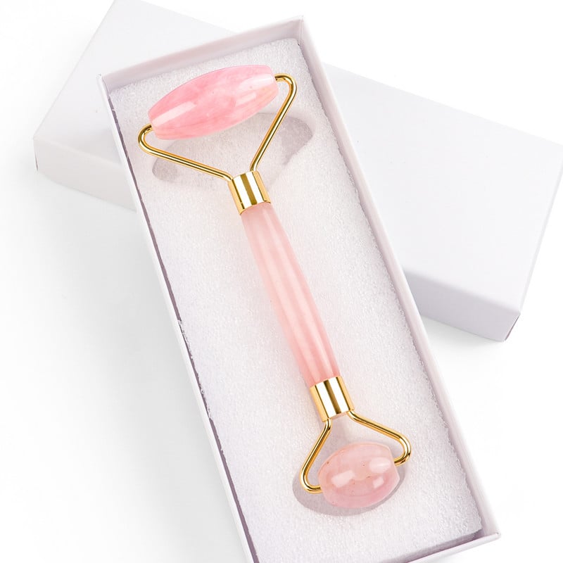 Rózsakvarc Jade Roller Gua Sha Archenger Természetes gua sha Mute Roller Bőrápoló Eszközök Masszírozó szemekhez Nyak Test Izom