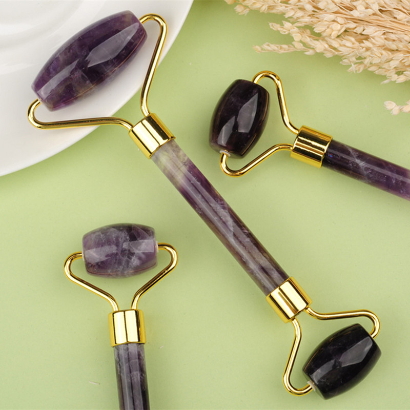Amethyst Jade Roller Gua Sha Set Masaj de îngrijire a pielii pentru frumusețea feței Guasha Guasha Screper Facial Roller Masaj Slăbire corporală