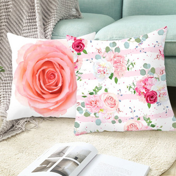 Μαξιλαροθήκη με πούπουλα ροζ Κοντή βελούδινη διακοσμητική θήκη μαξιλαριού καναπέ για κορίτσια Κάλυμμα μαξιλαριού κρεβατιού Διακόσμηση σπιτιού Μαξιλαροθήκη 45*45cm