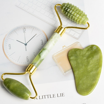 Jade Roller Massager for Face Roller GuaSha σανίδα Jade Stone Face Massager Thin Face Lift Αντιρυτιδικό Προσώπου Beauty Skin Care T