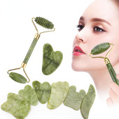 2db Xiuyu arcmasszírozó Jade Roller Gua Sha készlet Valódi természetes jade arcápoló görgő öregedésgátló arc szépség szett szemekre nyak testre